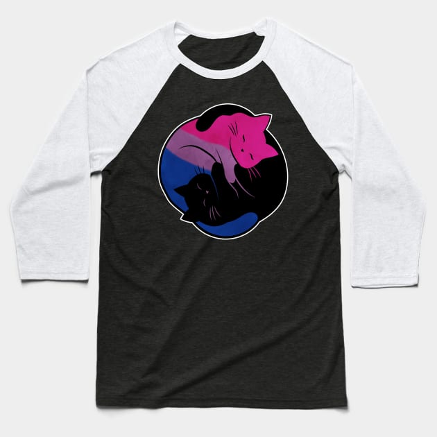 Bisexual Eternal Yin Yang Cat Baseball T-Shirt by Psitta